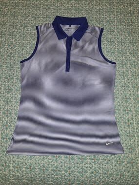 *NWOT* Nike Sleeveless Striped Polo Tank - Royal Blue & White